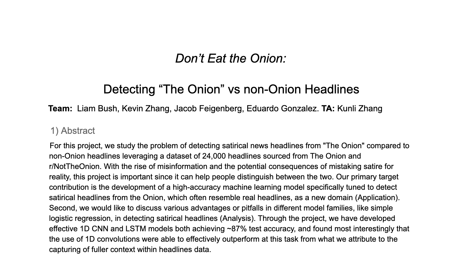 AI Satirical Headline Classifier